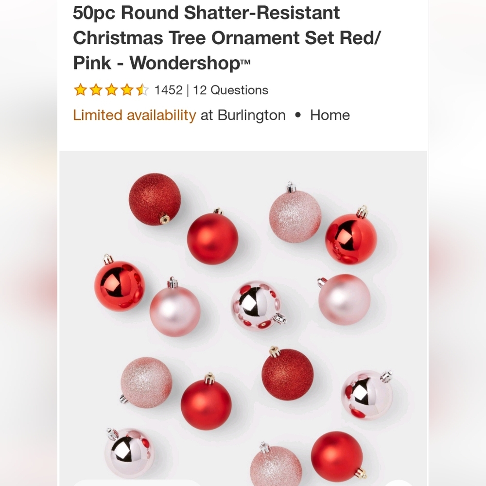 BNIB Target Wondershop 50 ct Christmas tree ornament Set